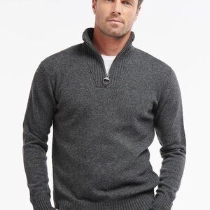 Men's Half-Zip Charcoal Knit Sweater